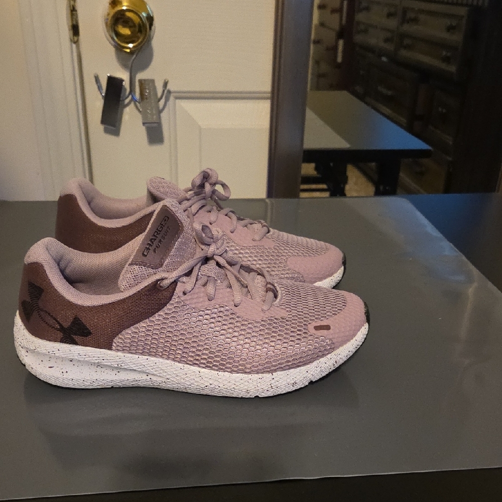 Under Armour Women's Dusty Lavender Mesh Trainers with Speckled White Sole